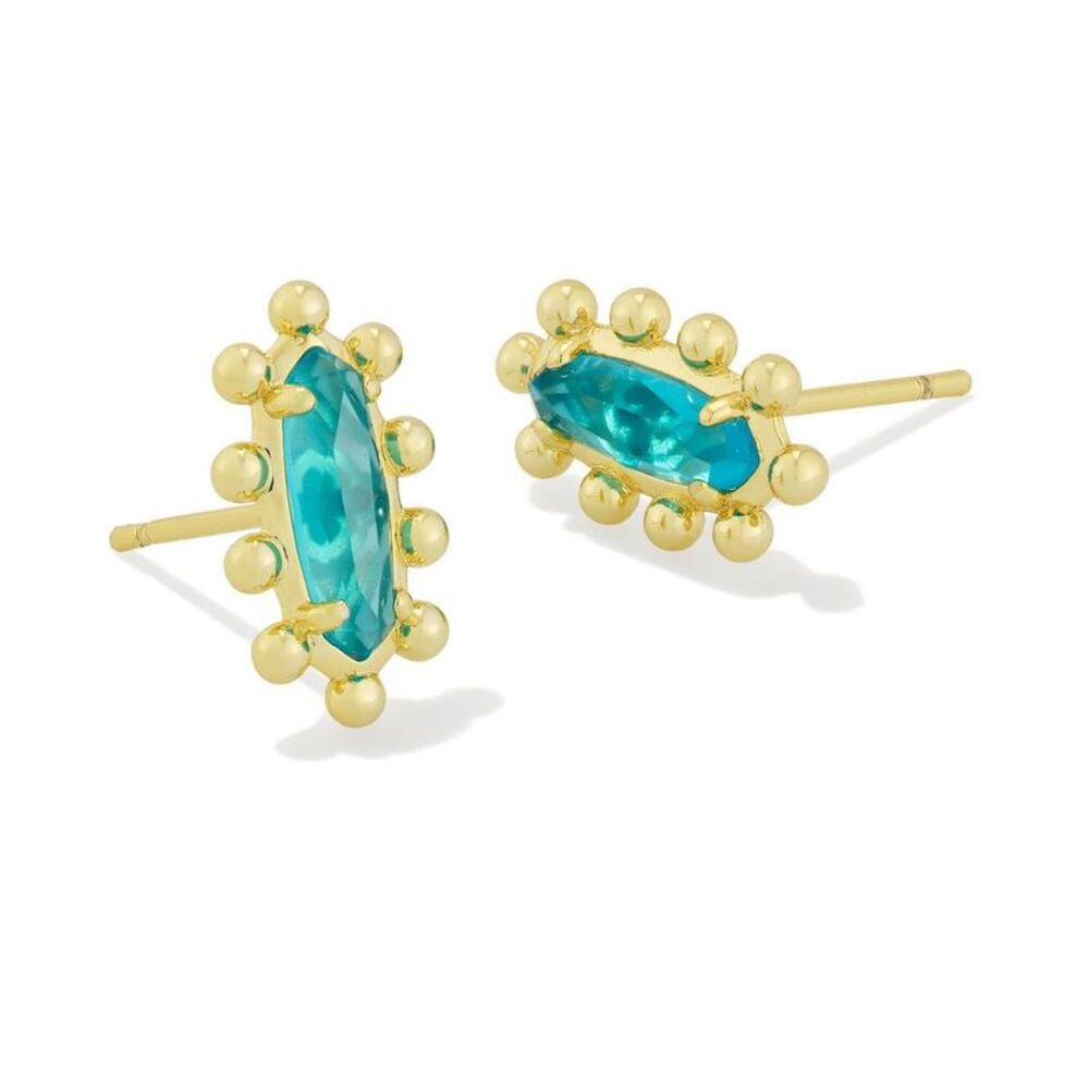Kendra Scott Emma Framed Stud Earrings - Gold/Bright Blue Glass One Size